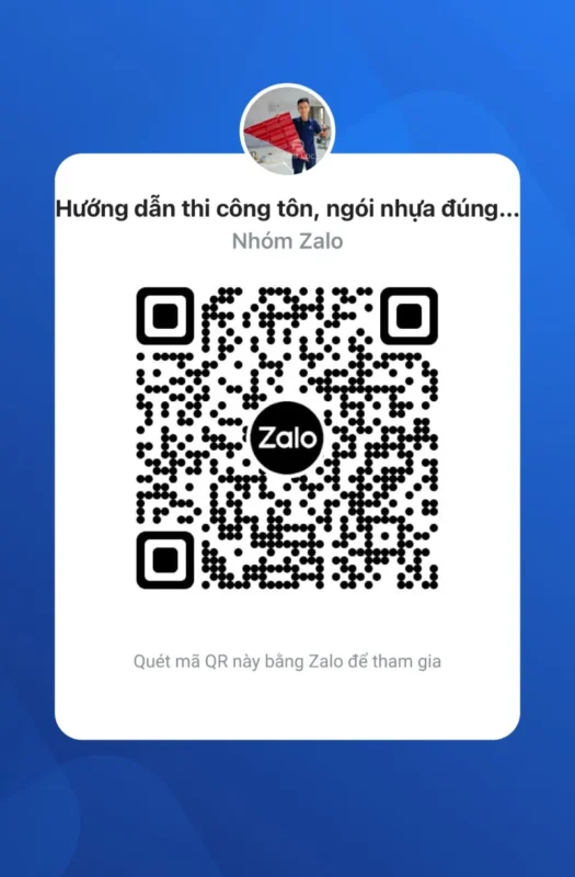 Mã QR nhóm Zalo thi công tôn, ngói nhựa đúng kỹ thuật