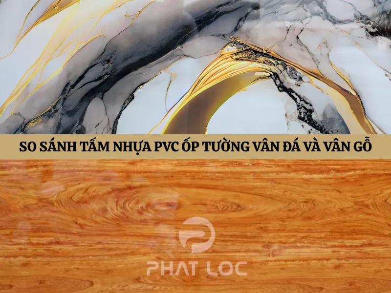 so sanh tam nhua pvc op tuong van da va van go
