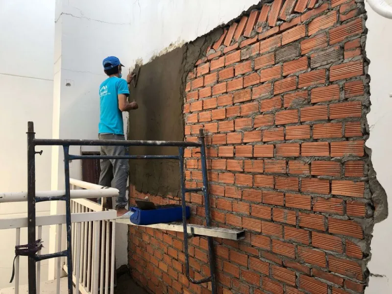 Vách thưng xây tường