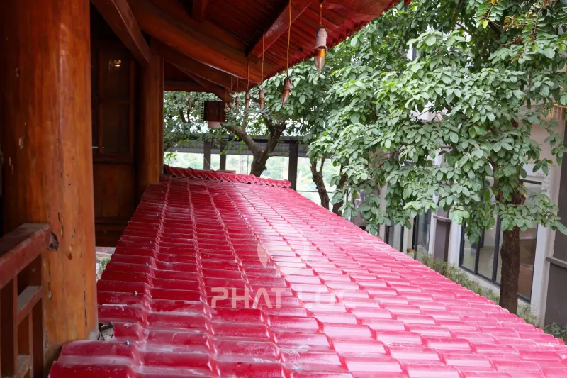Hiệu quả sau khi hoàn thiện Dự Án 500m² Ngói Nhựa PVC/ASA Lợp Mái Nhà Hàng Trâu Ngon Xuân Mai