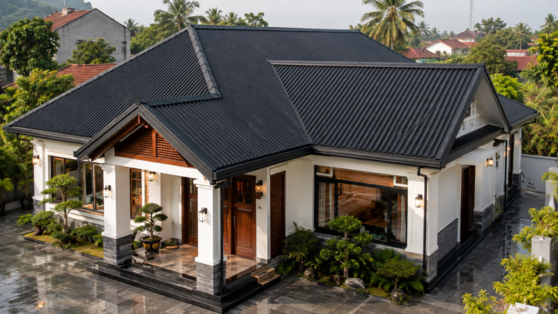 Nhà dân dụng, nhà phụ, mái hiên – Lợp mái thẩm mỹ